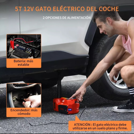 Gato Hidráulico Eléctrico 5 TON - Elevación Rápida y Bomba de Aire 150 PSI