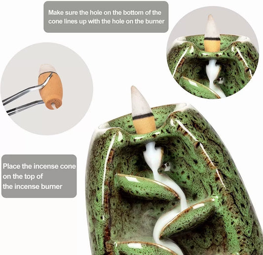 Quemador De Incienso Con Reflujo De Humo Cascada Cerámico - Metacompras