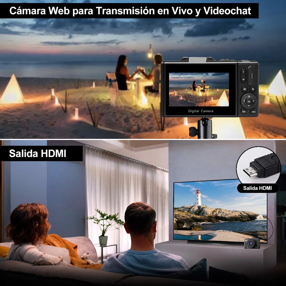 Cámara Digital Ourlife Full HD 4K con Pantalla LCD Giratoria 180° Negra