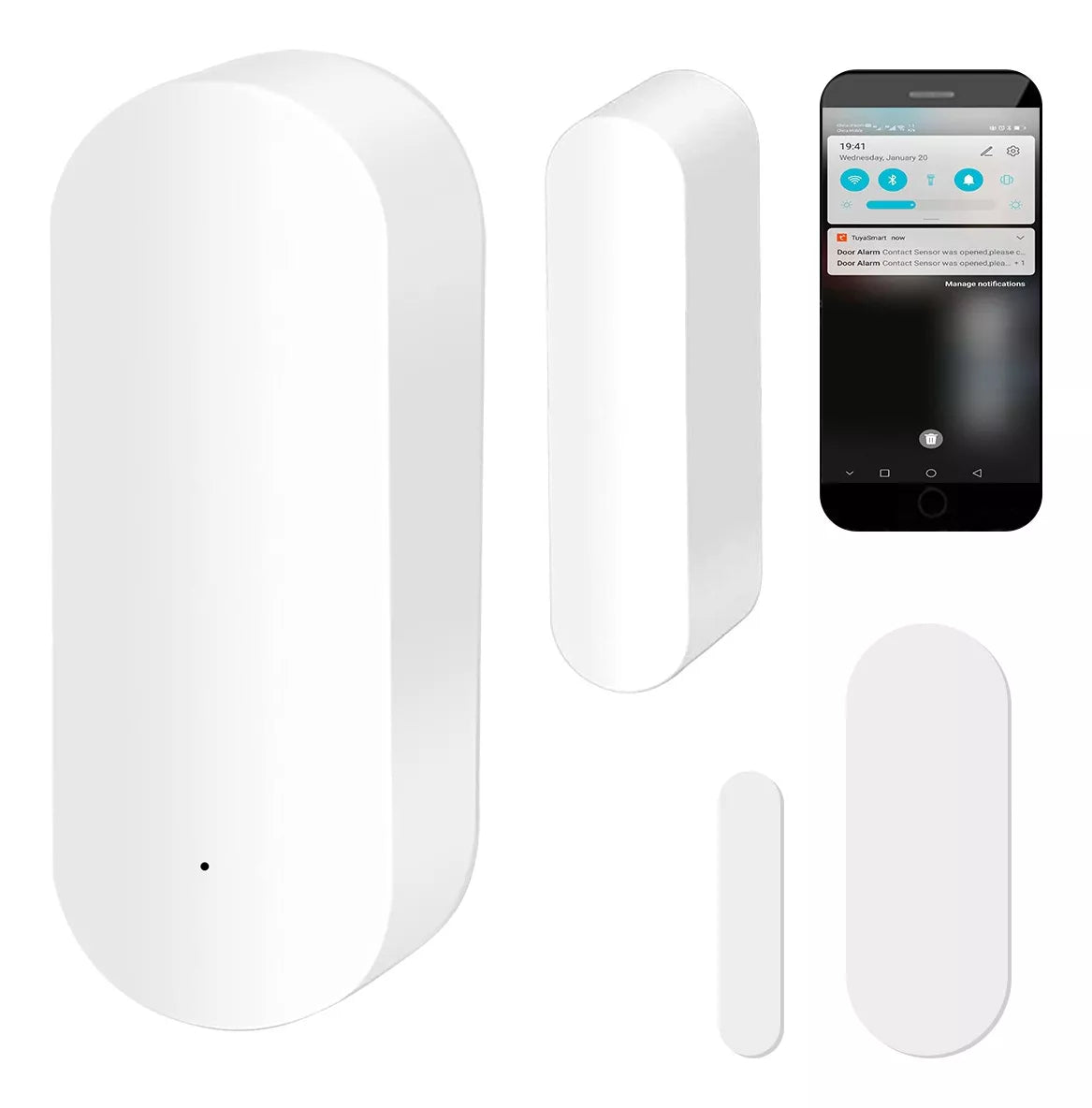 Sensor de puerta WiFi Tuya, sensor inteligente de ventana de puerta, alarma  inteligente en tiempo real