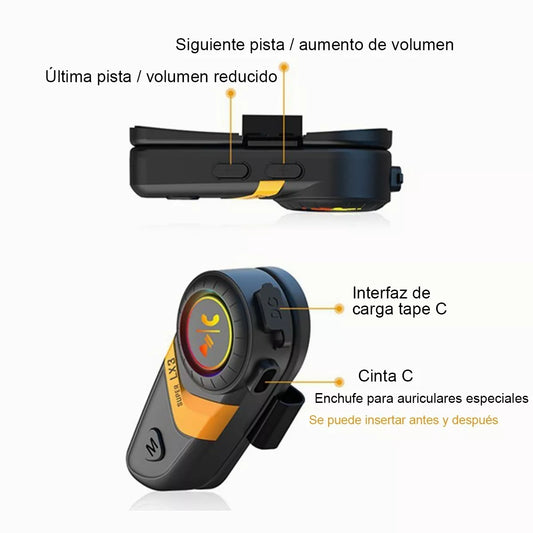 Auriculares Bluetooth Para Casco De Motocicleta 1200mah - Metacompras