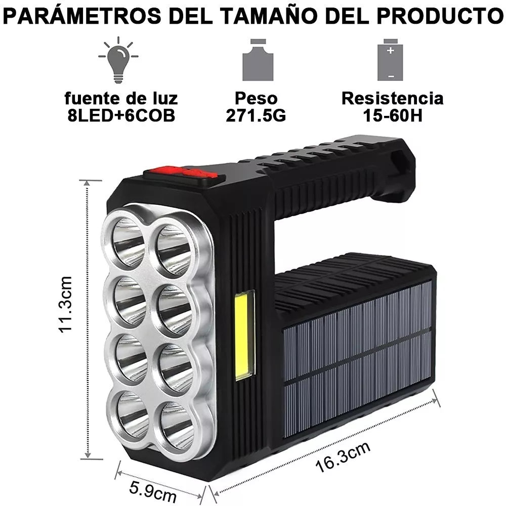 Lampara Táctica 15000 Lm 8led Recargable Solar Usb - Metacompras