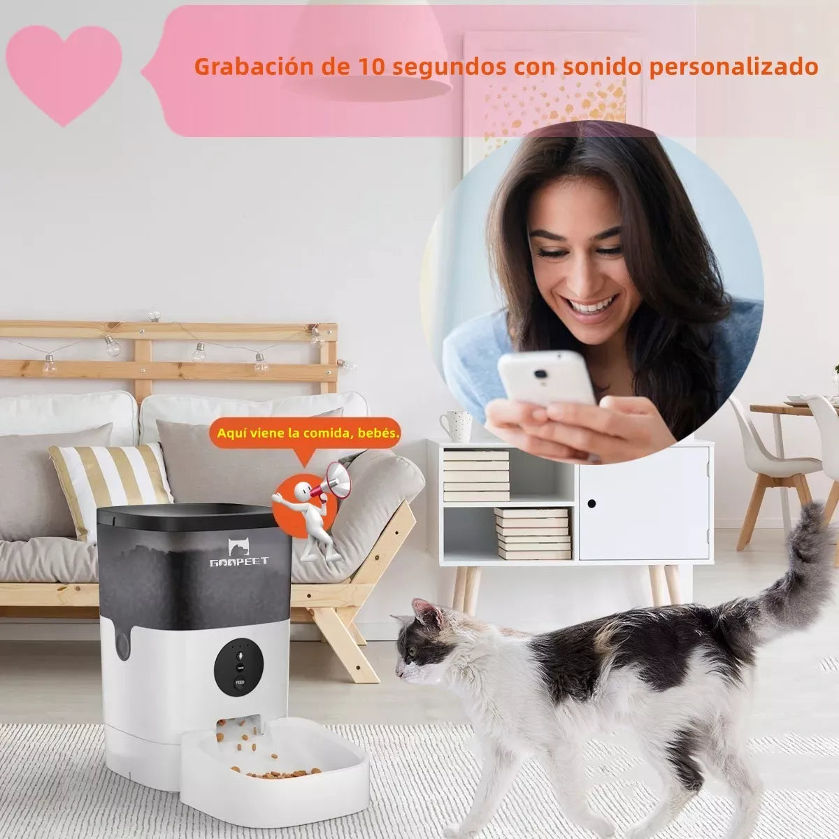 Alimentador Automático De 4l P/perros Y Gatos Con Wifi App - Metacompras