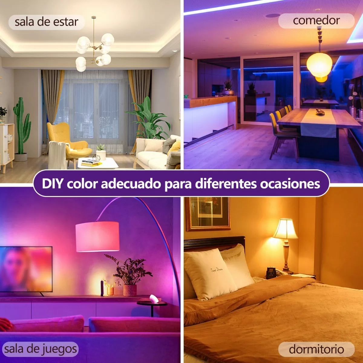 Pack de 4 Foco Led Inteligente Rgbcw Wifi 12w Ajustable Multicolor - Metacompras