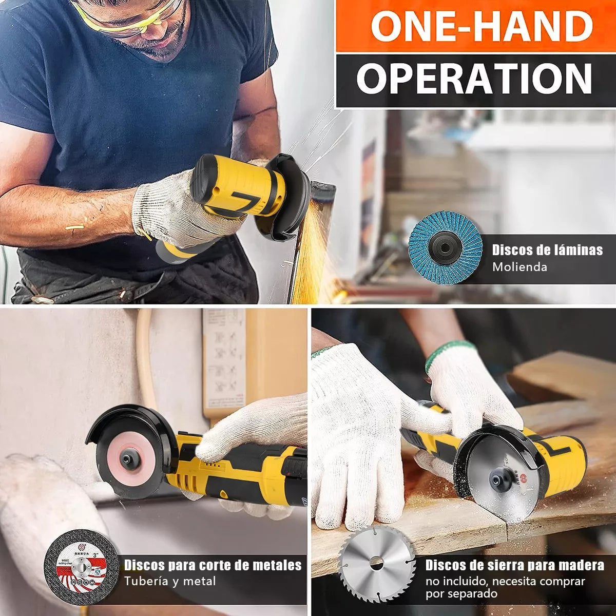 Mini Esmeril Angular Inalámbrica Pulidora 12v 75mm Batería - Metacompras