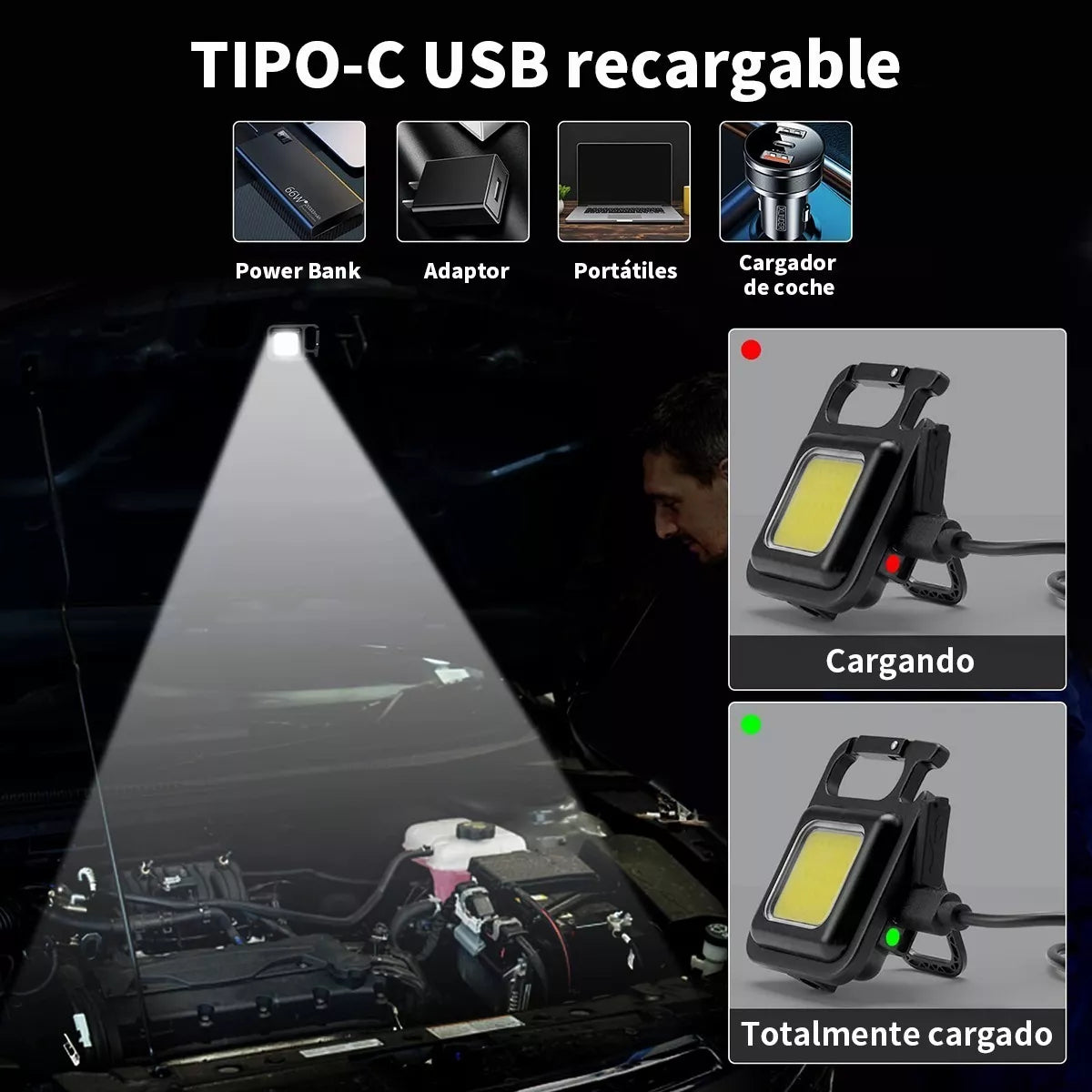 Mini Linterna De Trabajo Cob Portátil Y Multifuncional - Metacompras