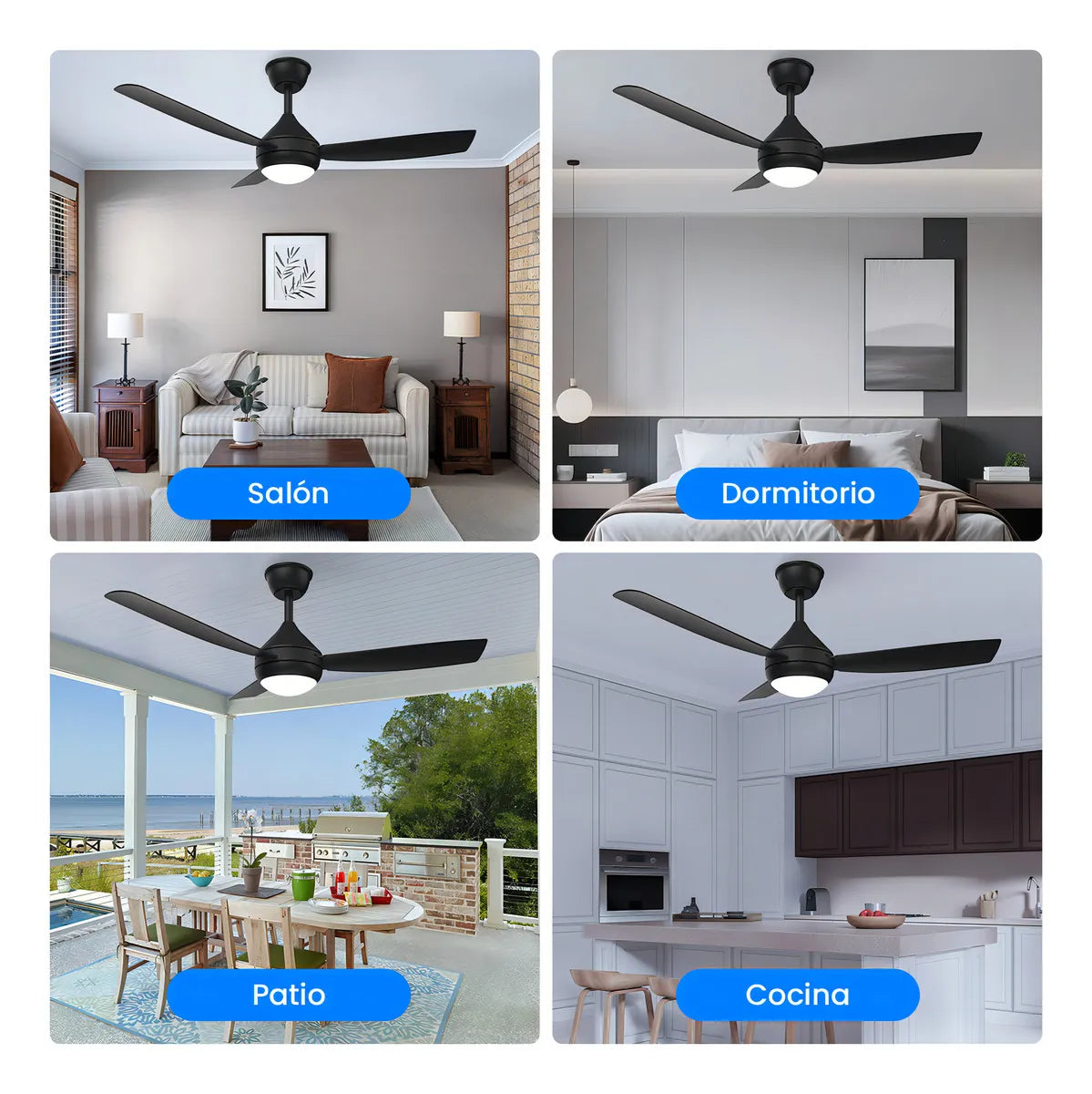 Ventilador de Techo Silencioso con Luz LED y Mando a Distancia 106cm