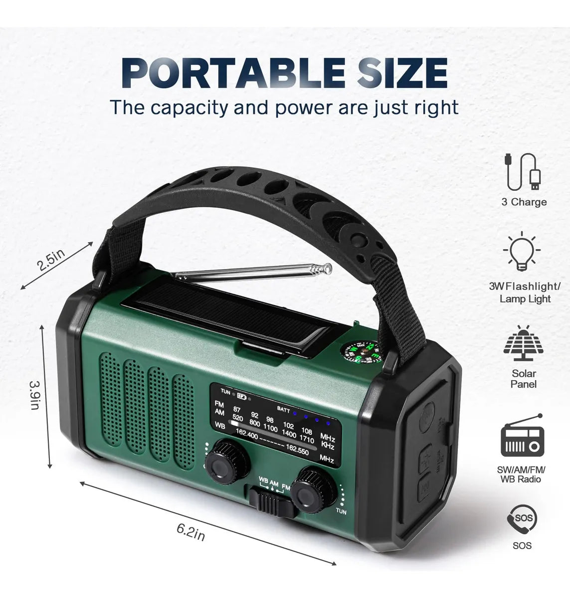 Radio Solar de Emergencia con Cargador de Teléfono 10000 mAh