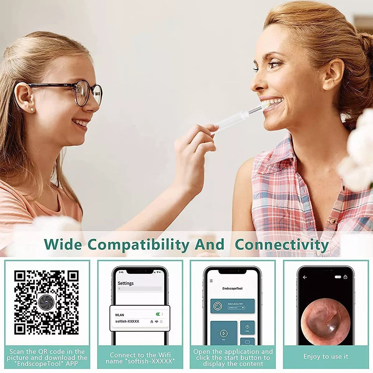 Limpiador De Oidos Cámara Otoscopio Endoscopio Wifi Blanco - Metacompras