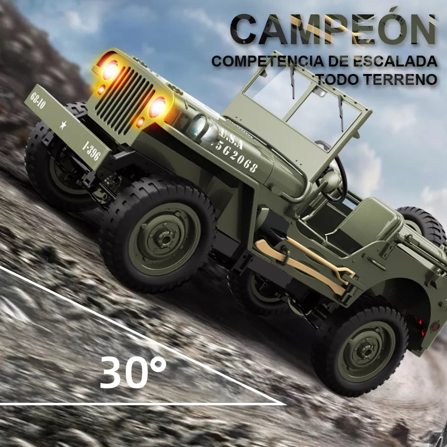Coche Control Remoto Jjrc Jeep Willys MB1941 - Detalles Realistas y Luces LED