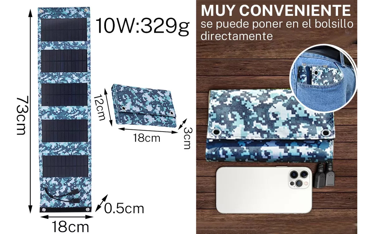 Panel Solar desplegable sport 10W 5V 2 puertos USB - Metacompras