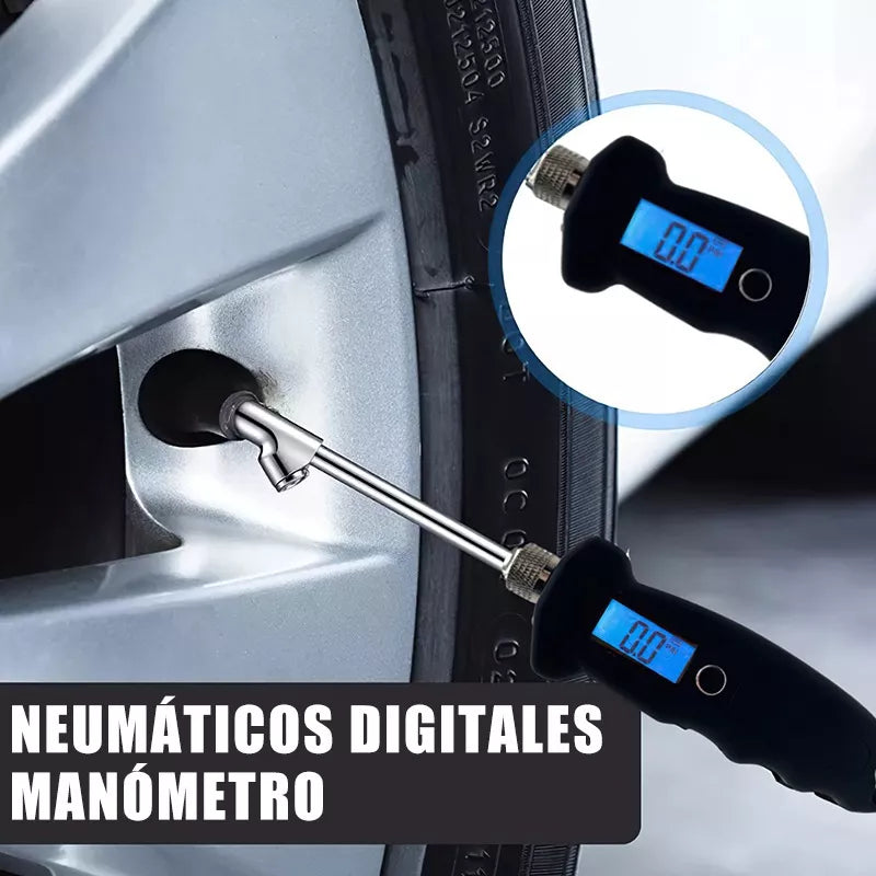 Neumático Manómetro Doble Rosca Con Pantalla Digital 230psi - Metacompras