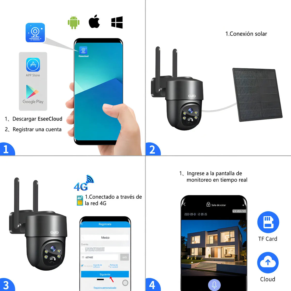 Cámara de Seguridad Exterior Solar 5MP con SIM 4G - Alta Definición y Conectividad