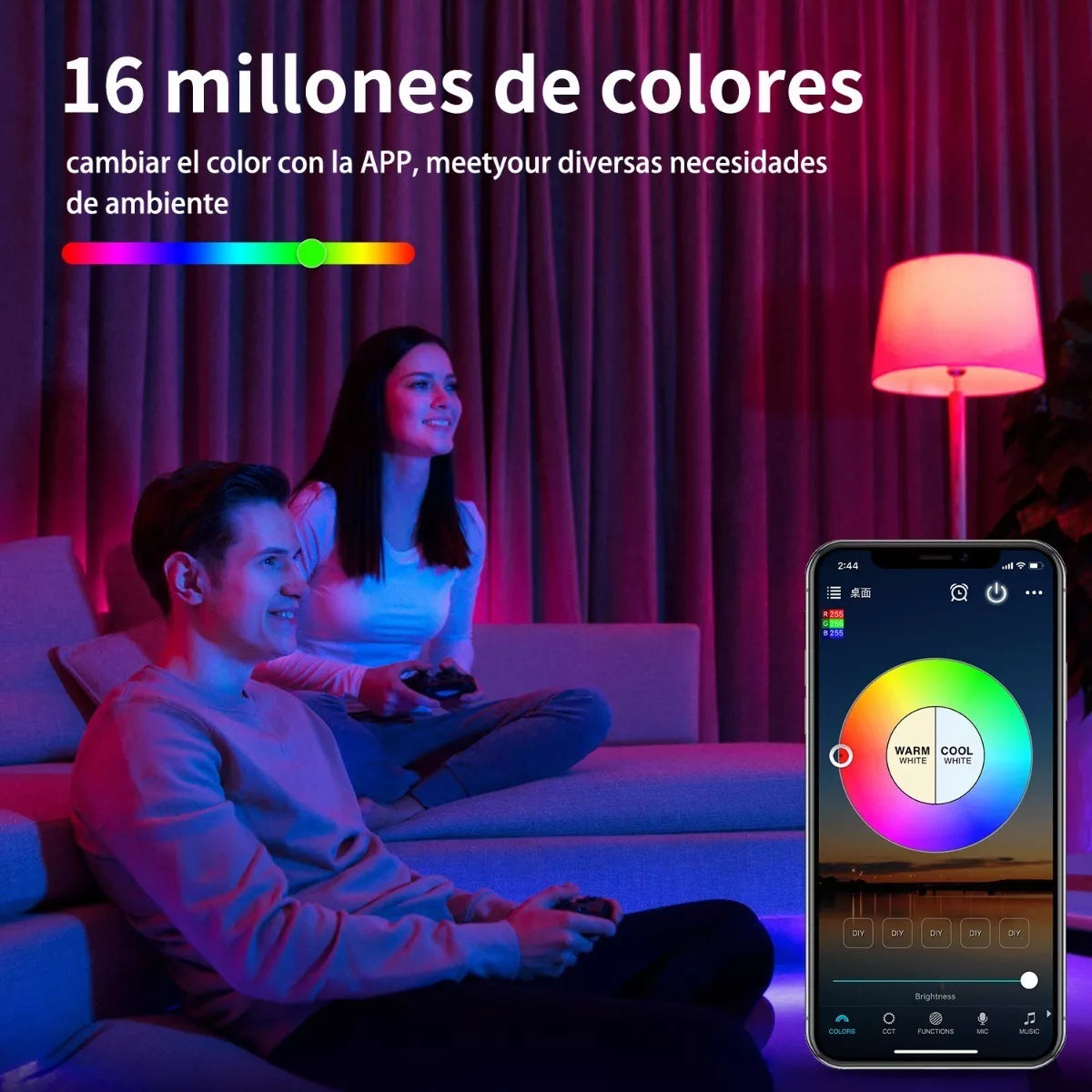 Pack de 4 Foco Led Inteligente Rgbcw Wifi 12w Ajustable Multicolor - Metacompras