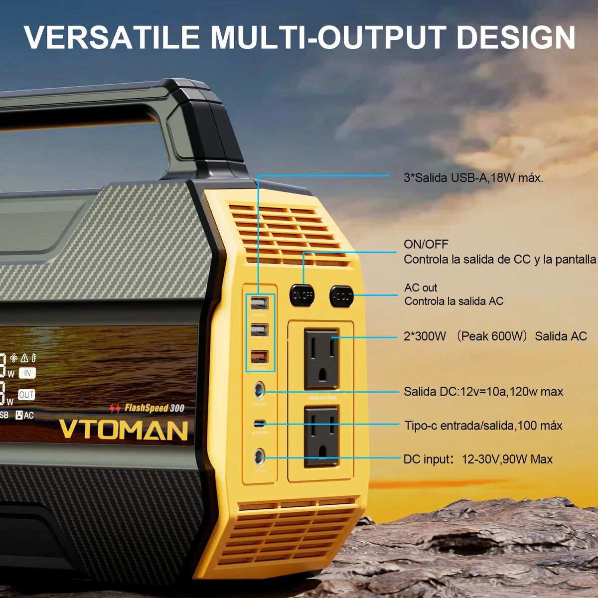 Vtoman Flashspeed 300 Generador Solar 230Wh/300W Portátil y Eficiente