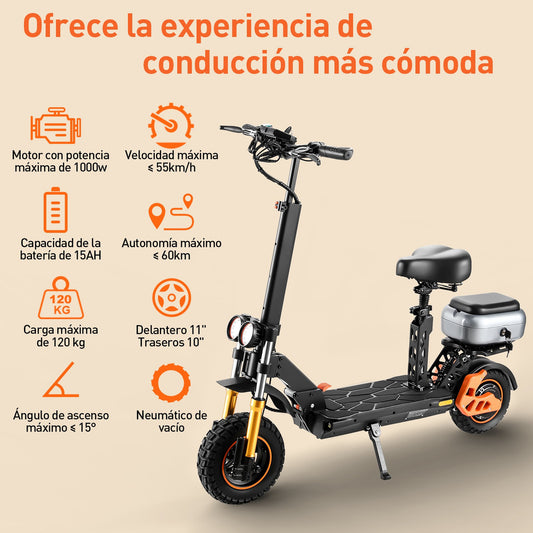 Scooter Eléctrico H3 1000W para Adultos - Alta Velocidad y Comodidad