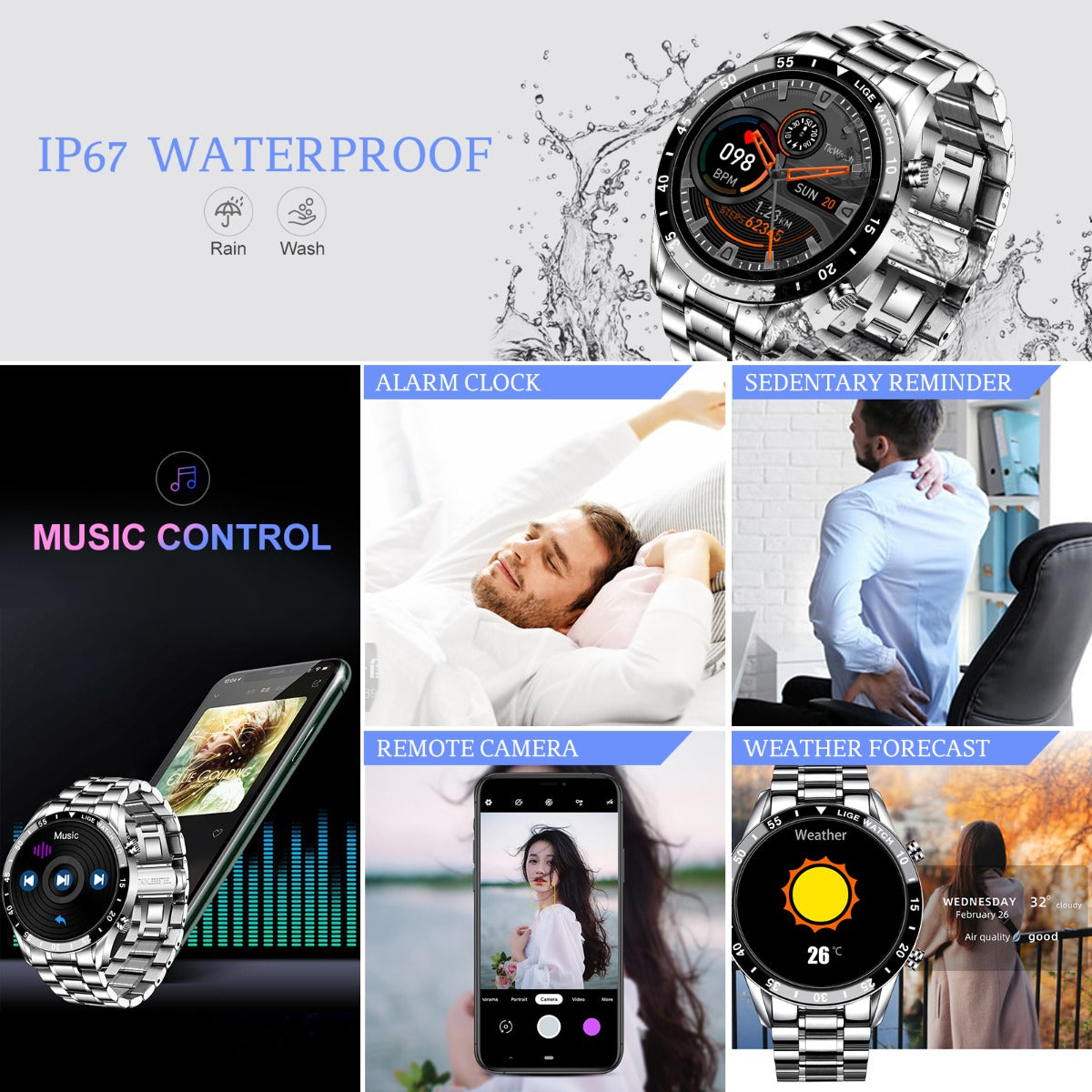 Smartwatch Lige BW0220A Pro Sport Resistente al Agua con Monitoreo de Salud