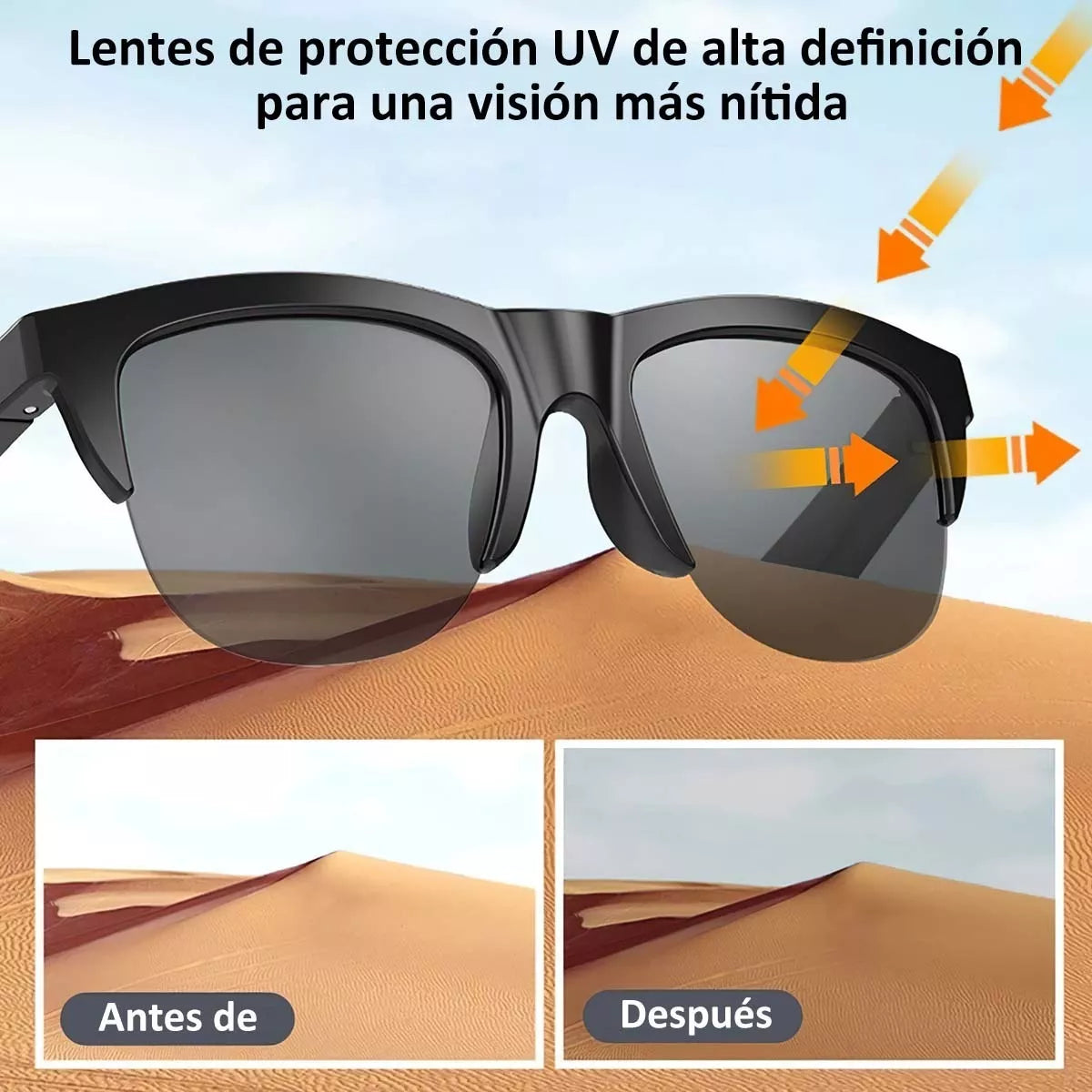 Lentes De Sol Gafa Bluetooth Con Micrófono Audio Inalámbrico - Metacompras