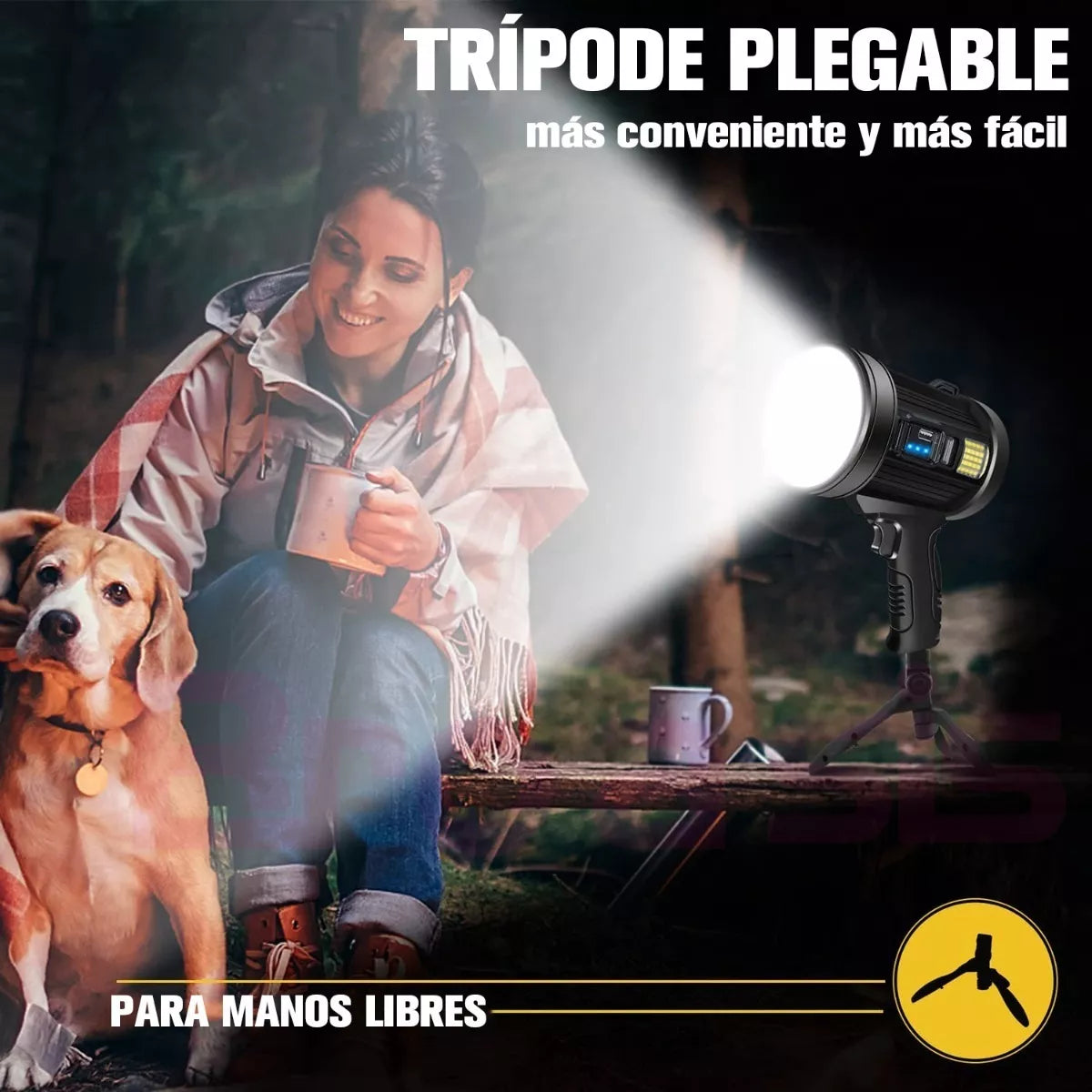 Linterna De Mano Led Potentes Recargable P50 Con Trípode - Metacompras
