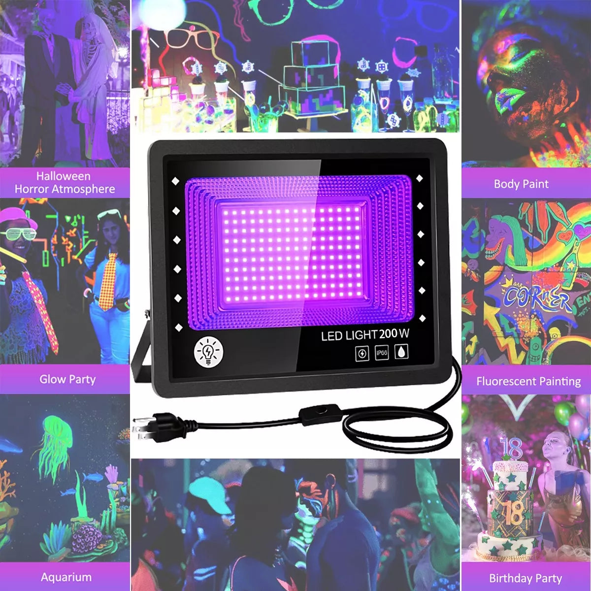 Reflector De Luz Ultravioleta De 200 W Con Enchufe - Metacompras