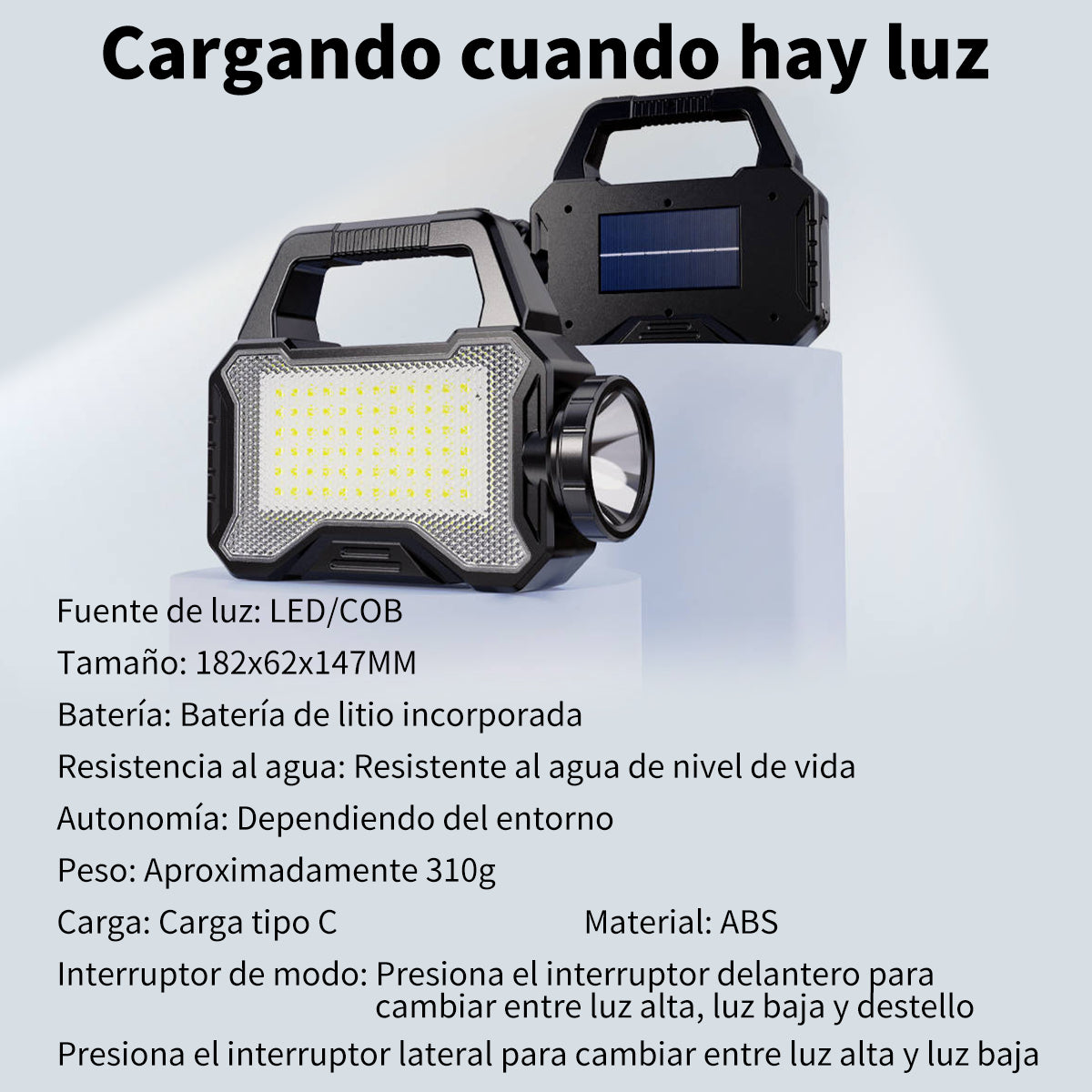 Lámpara Camping Solar Recargable de Alta Potencia con Batería para Emergencias - Metacompras