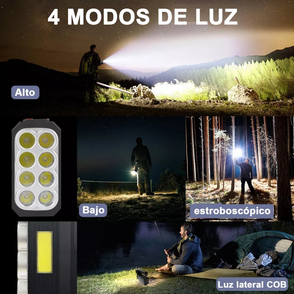 Lampara Táctica 15000 Lm 8led Recargable Solar Usb - Metacompras