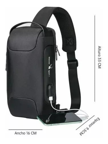 Bolso Bandoler De Pech Para Hom Con Puert De Carga Usb - Metacompras