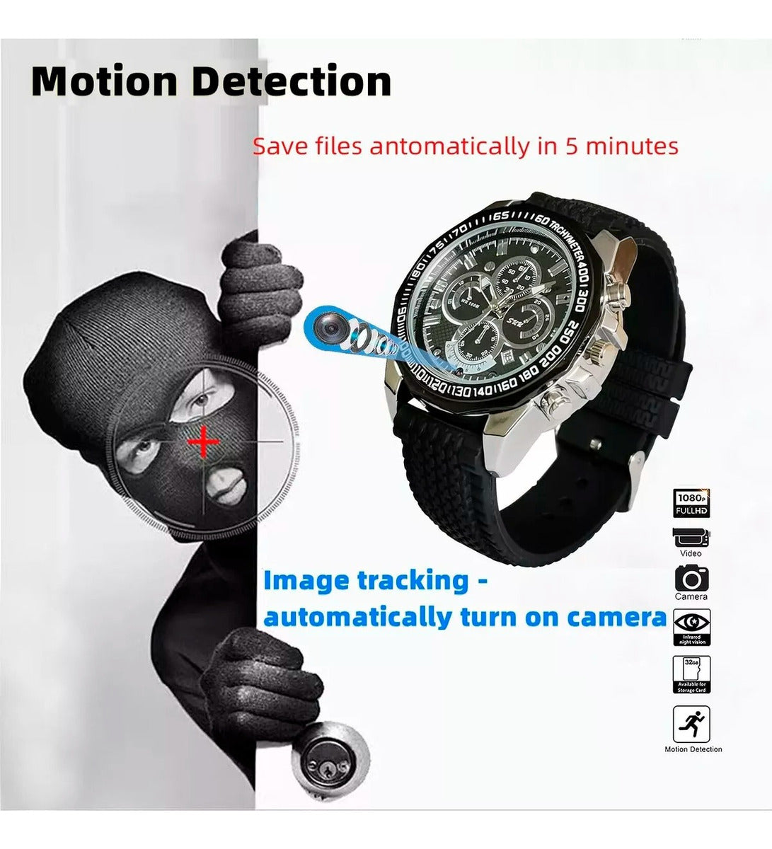 Reloj Espía con Cámara 1080P y Visión Nocturna para Seguridad Discreta