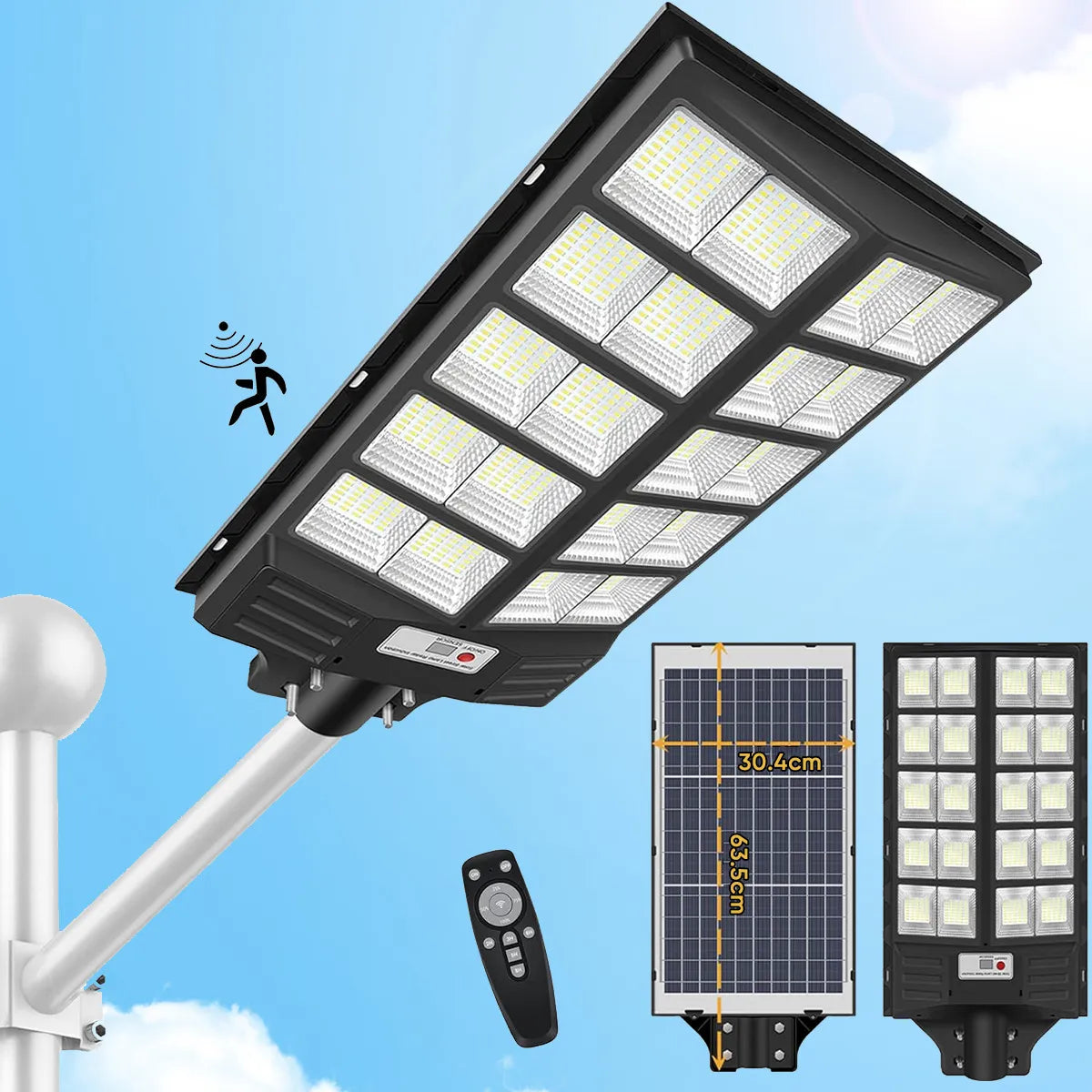 Lámpara Solar LED 1600W con Sensor de Movimiento para Jardín Resistente al Agua
