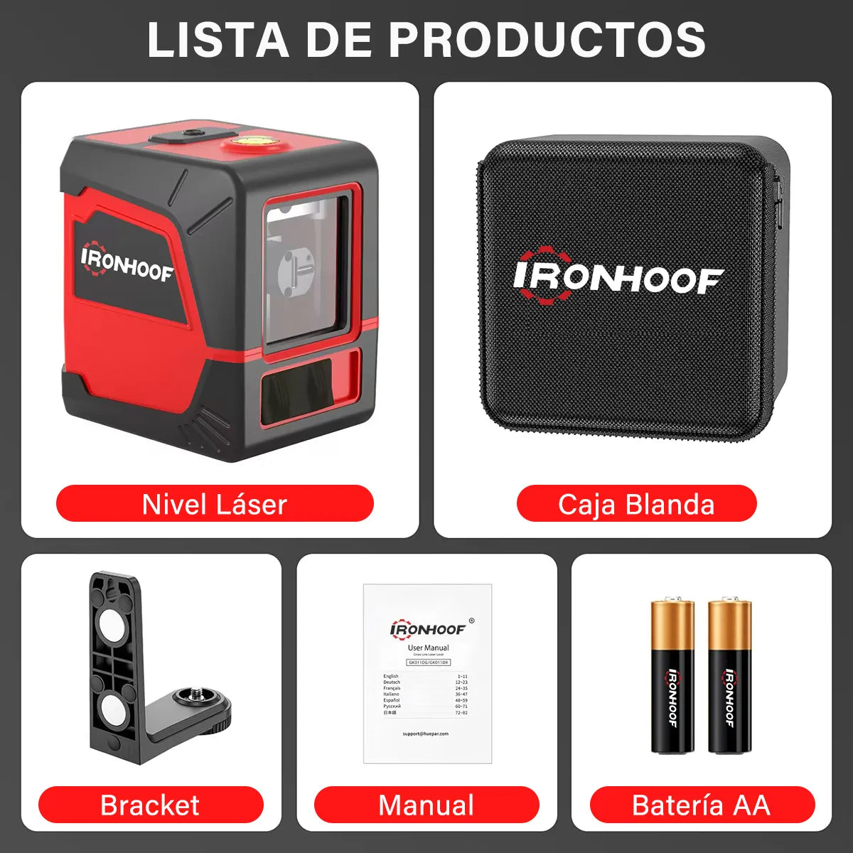 Nivel Láser Verde Autonivelante 2 Líneas con Soporte Incluido