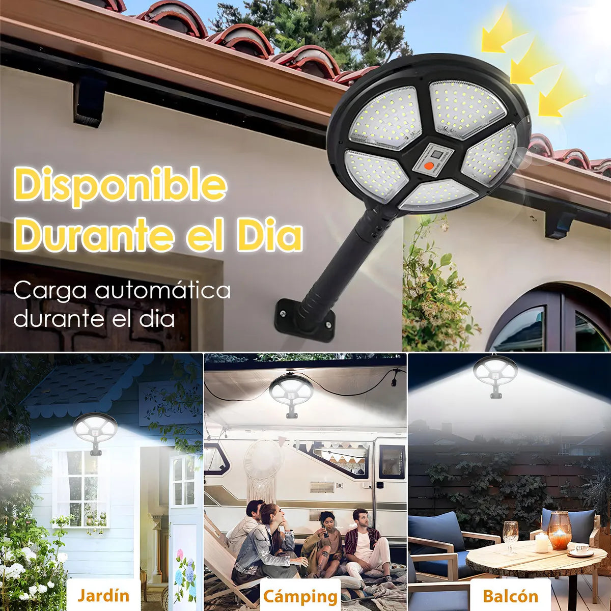 Lámpara Solar Exterior 16000 Lúmenes IP67 con Sensor de Movimiento - 2 Piezas