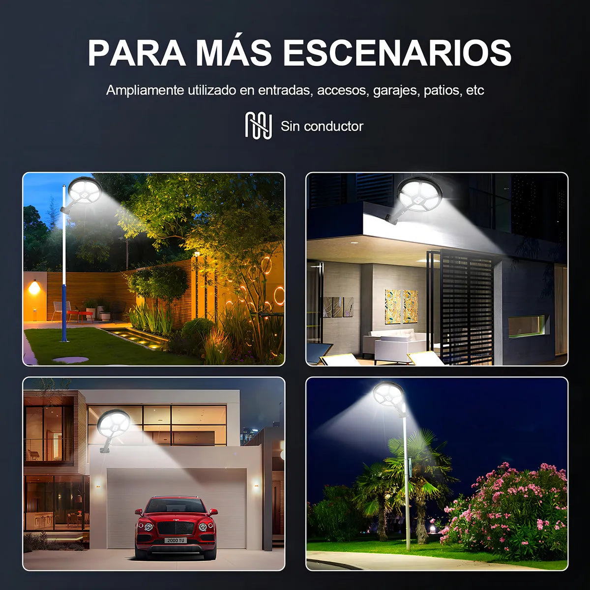 Lámpara Solar Exterior 16000 Lúmenes IP67 con Sensor de Movimiento - 2 Piezas