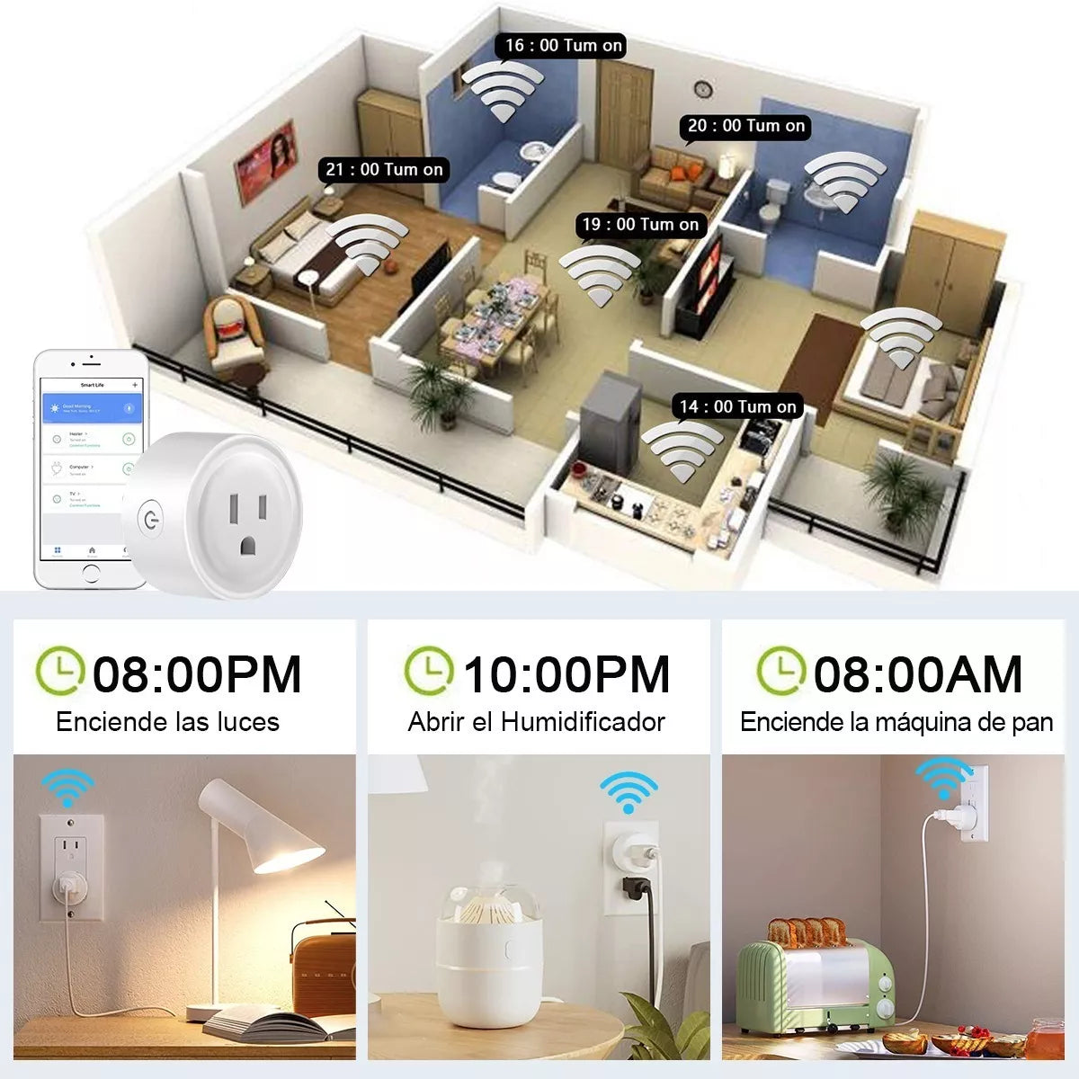 Pack de 4 Enchufes Inteligente Wifi Smart Plug Para Alexa Google Home - Metacompras