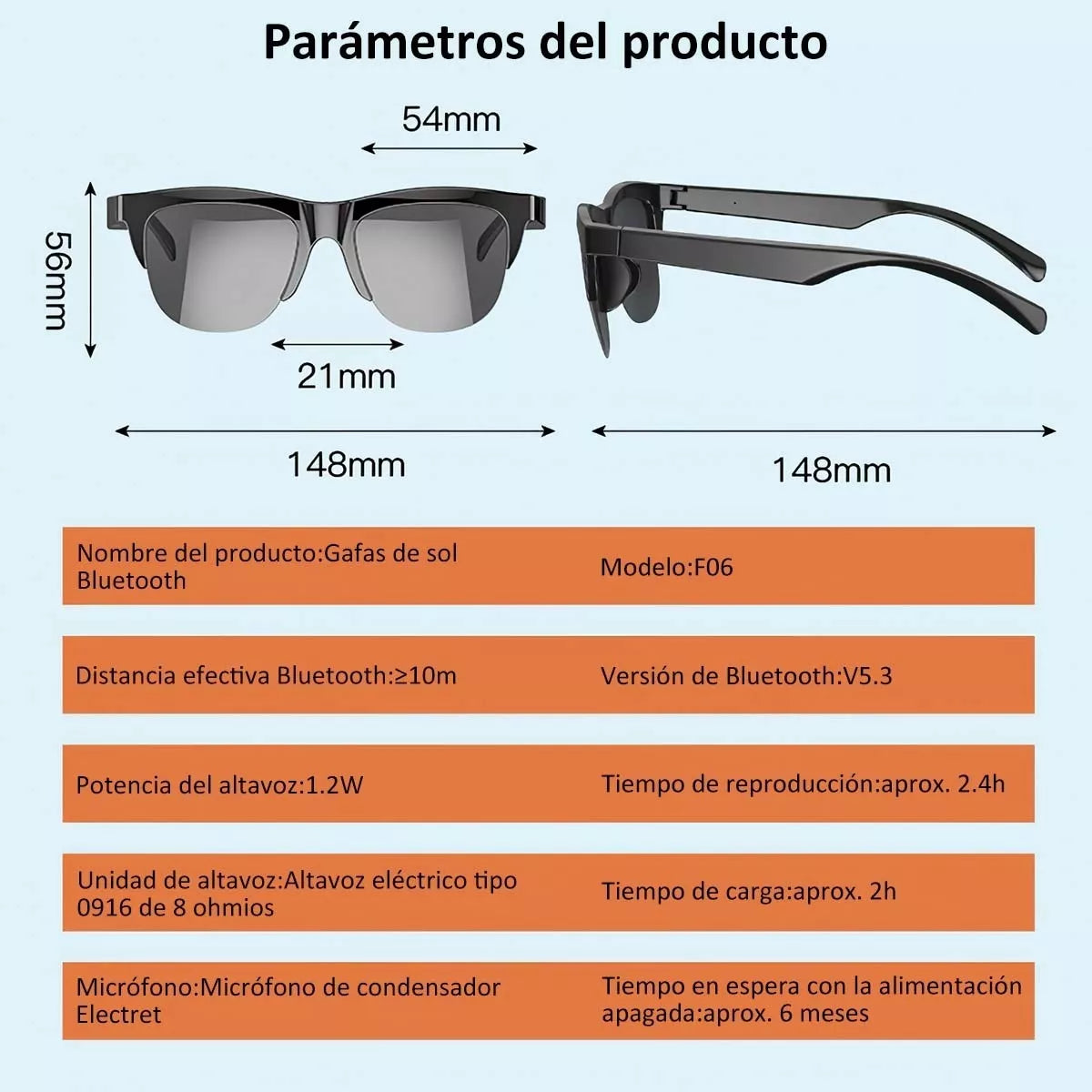 Lentes De Sol Gafa Bluetooth Con Micrófono Audio Inalámbrico - Metacompras