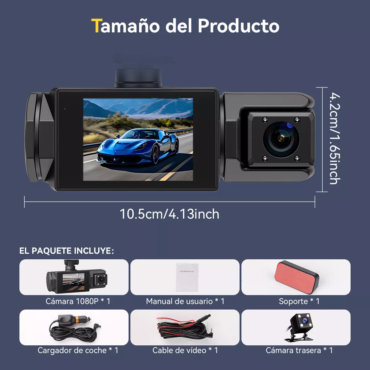 Cámara para Automóvil 1080p FHD con Detección de Movimiento y Grabación en Bucles