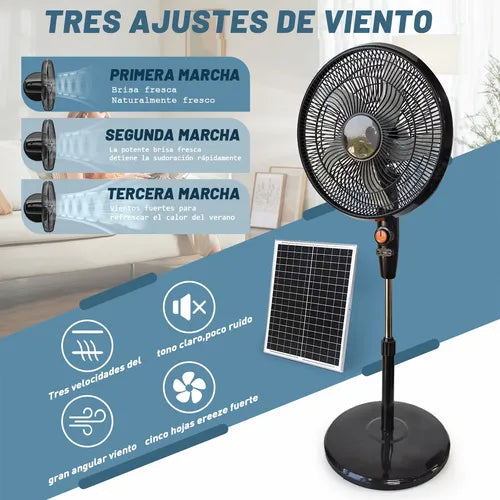 Ventilador Solar Recargable De Batería de Mayor Duración