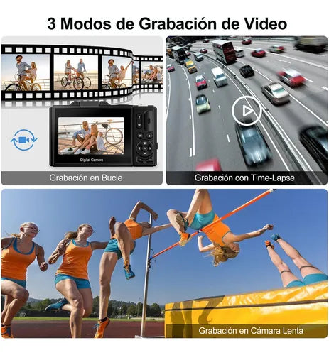 Cámara Digital Ourlife Full HD 4K con Pantalla LCD Giratoria 180° Negra