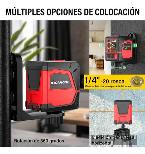 Nivel Láser Verde Autonivelante 2 Líneas con Soporte Incluido