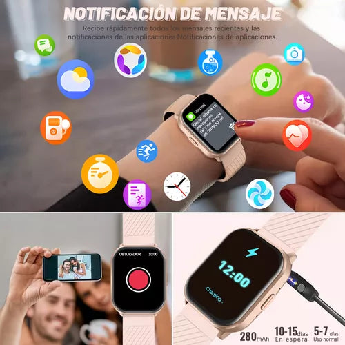 Reloj Smartwatch inteligente de 2 Pulgadas con Monitoreo de Salud y Conectividad Bluetooth