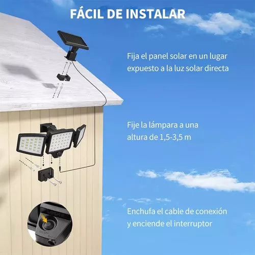 260 Led Lámpara Solar Exterior Jardín De Pared Sensor Luz - Metacompras