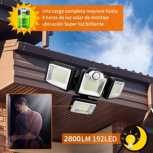 Lámpara Solar LED 192 en Jardín - Iluminación Inteligente y Resistente al Agua