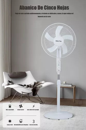 Ventilador Solar Con Control Remoto Con Carga De Teléfono