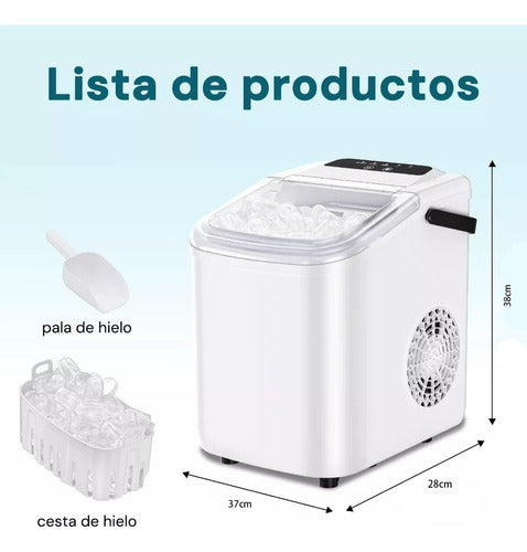 Máquina de Hacer Hielo Portátil 12kg/día - Produce 9 Cubos en 6 min