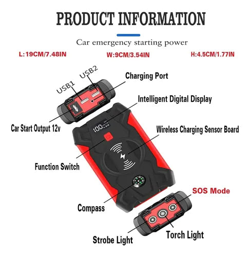 Arrancador de Batería Portátil Digital 39800mah para Auto y Coche