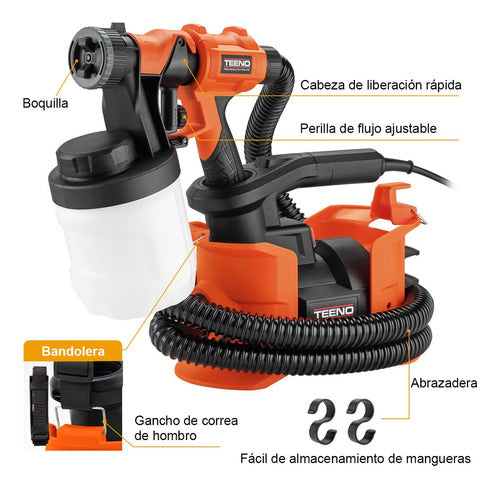 Pistola Eléctrica para Pintar 1000W HVLP – Acabado Profesional y Rápido