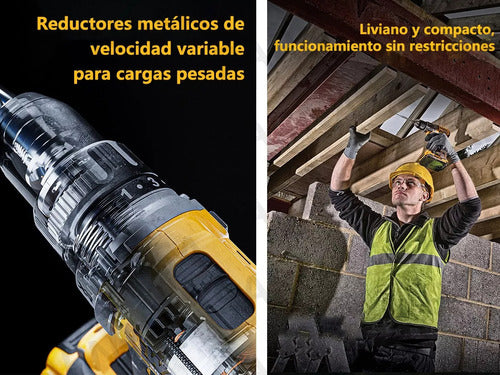 Kit de Atornillador y Taladro Eléctrico Sin Carbones con 350 Nm y 550 W - Potencia y Versatilidad para Proyectos de Bricolaje