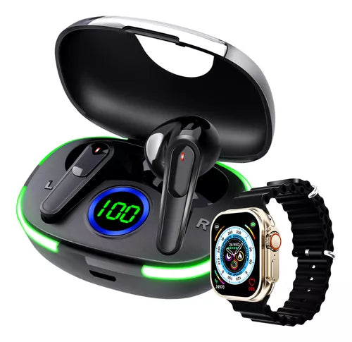 Reloj Smartwatch Inteligente Bluetooth con Audífonos y Carga Rápida - Impermeable y Saludable