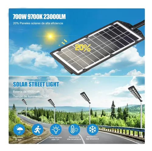 Lámpara Solar 520led 700w Exterior Suburbana Alumbrado - Metacompras