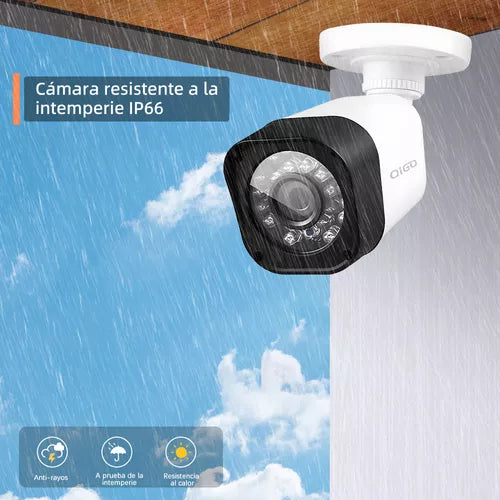 Kit Cámara de seguridad QG-77-K500G con resolución de 4ch 2MP visión nocturna incluida Color blanca Exterior Videovigilancia - Metacompras