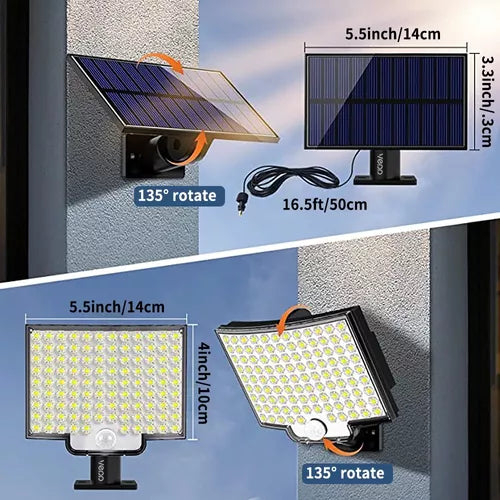 Lámpara Solar Exterior Jardín Pared Sensor Luz 106 Led - Metacompras